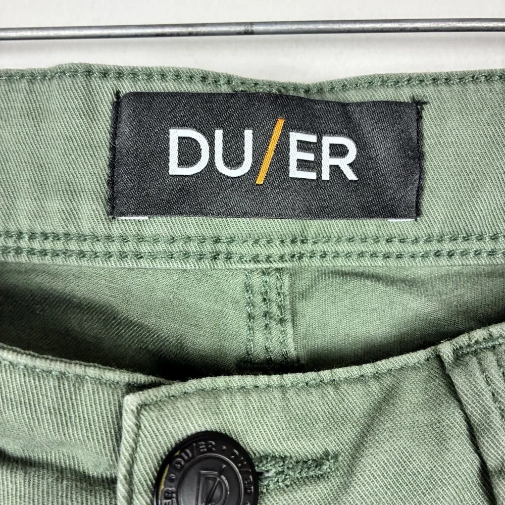 DU/ER Chino Pants Mens sz 33 X 32 Green School Casual Preppy Athleisure Cotton